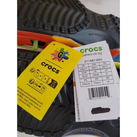 Crocs Gushers Classic Clog 211487 with Jibbitz Unisex Men's 9 Womans 11 NWT